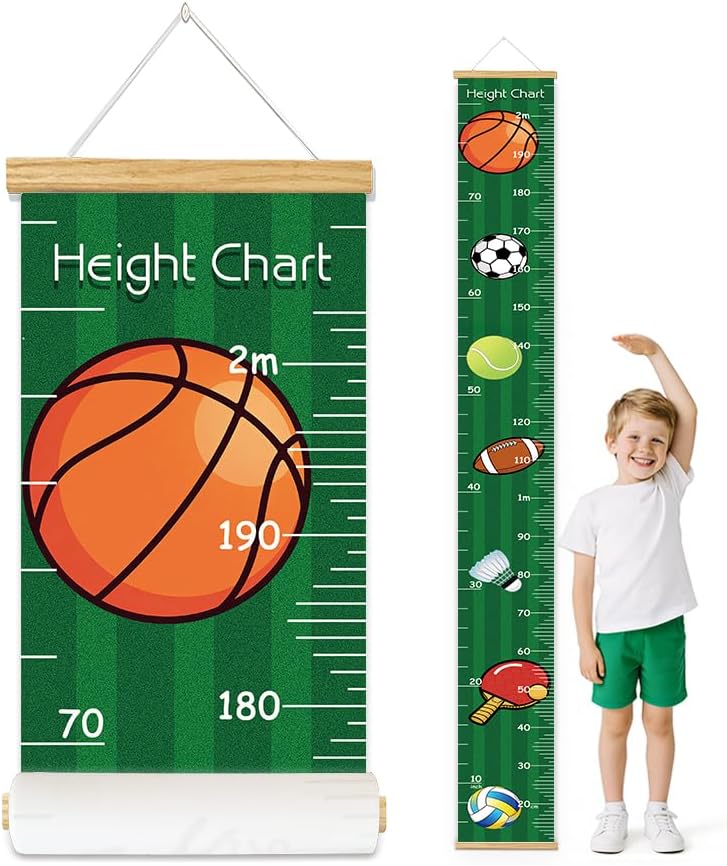 Canvas Baby Kids Growth Chart, Sports Height Measurement Wall Hanging by BAEMEFLE