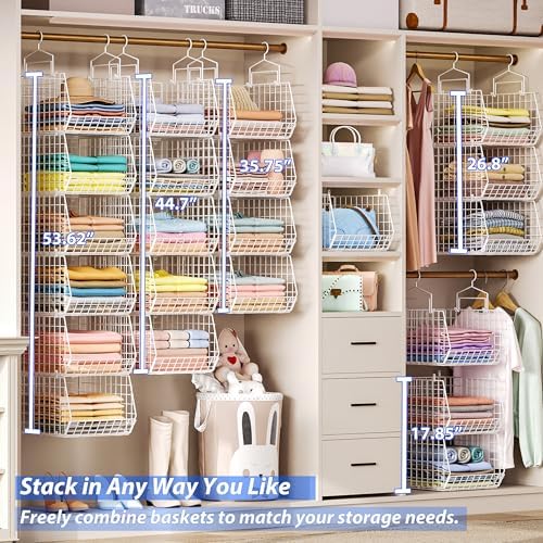 6 Tier Extended Depth Hanging Closet Organizer, Closet Storage Hanging Shelves - Image 6