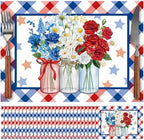 Eaasty 50 Pcs Patriotic Floral Paper Placemats 4th of July Table Mats by Eaasty