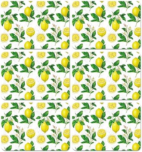 Lemon Placemats Set of 6 Summer Plastic Table Mat 17×13×0.04in by OBUSATT
