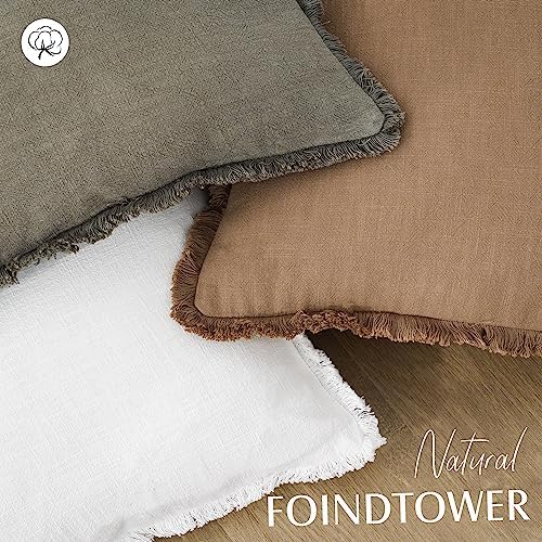 Foindtower Decorative Linen Fringe Throw Pillow Covers 26×26 Inch - Image 4