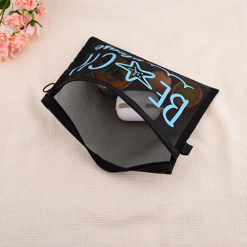 Beach Please Zipper Cosmetic Bags Mesh Travel Toiletry Bag - Image 7