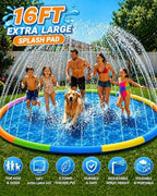 Instraella Splash Pad, 16FT Extra Large Sprinkler Play Mat - Image 2