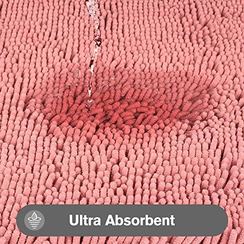 Yeaban Chenille Rose Dawn Bathroom Runner Rug 24"x60" - Image 4