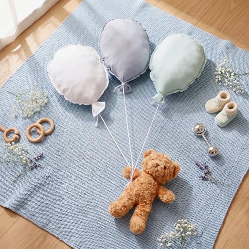 Gejoy 4 Pcs Nursery Wall Decor Blue Fabric Balloon Bear Decoration - Image 4