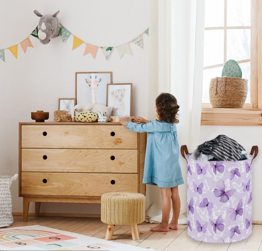 Kids Laundry Hamper, Butterfly Laundry Basket Collapsible Girls Storage Baskets - Image 6