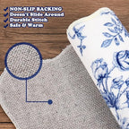 Whaline Blue Floral Rug Mat 32 x 20 Inch Chinoiserie Absorbent Bathmat Vintage - Image 3