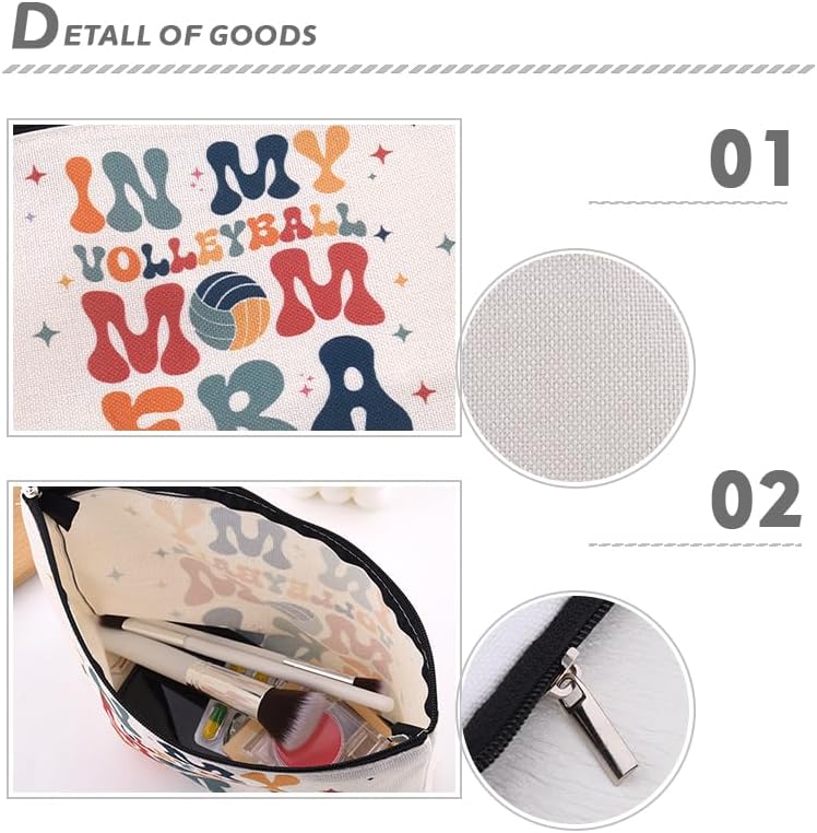 Volleyball Mom Makeup Bag for Mothers Day Gifts from Daughter Son, Zipper - Image 3