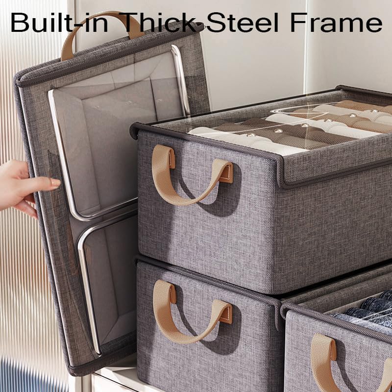 AARAINBOW Closet Clothes Organizer Bins 4 Pc, Fabric Box Storage Shelf Bins - Image 6