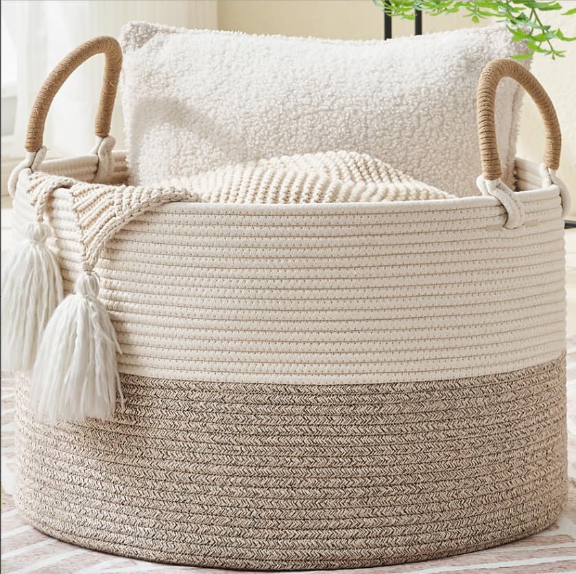 KAKAMAY Large Blanket Basket by KAKAMAY